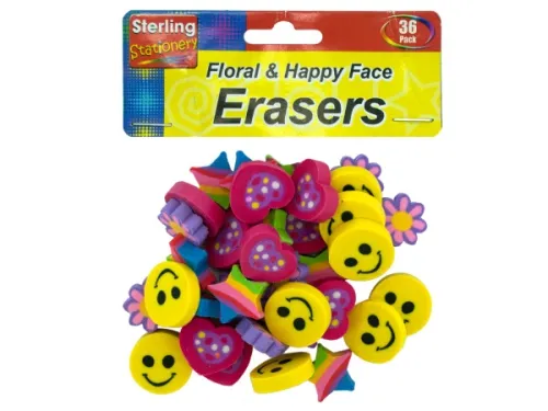 Kole Imports - GC750 - Flower And Happy Face Erasers