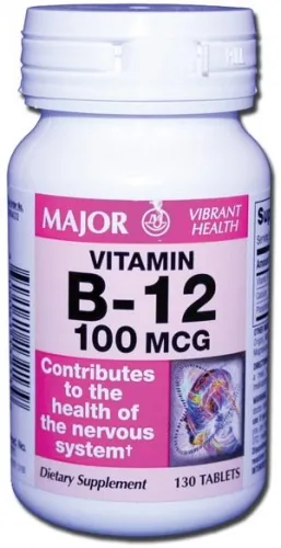 Major Pharmaceuticals - 371005 - B-12, 250mcg, Tablets, 130S, NDC# 80681-0165-00, 24/cs