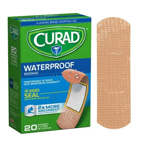 Medline Industries - Curad - CUR43021RB - Curad Waterproof Plastic Adhesive Bandage, 3-1/4" x 1", Tan, Latex-free
