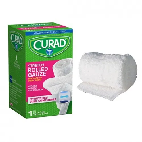 Medline - Curad - CUR47143RB - Industries   Rolled Gauze Bandage, 3" x 4 1/10 yds., Rayon/Polyester, Latex free