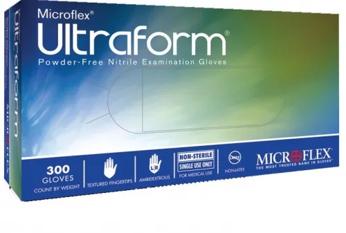 Microflex - From: UF-524-L To: UF-524-M - Exam Gloves, PF Nitrile, Textured fingertiips, (For Sale in US Only)