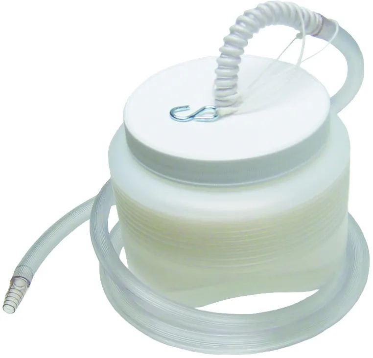 Nu-Hope - From: 4005 To: 4006 - Fecal collector, 1 gallon with 5 foot tubing 1/2" i.d.. Includes: bottle, carrying case, cap and connector. Expandable to 1 gallon capacity, #6081 tubing.