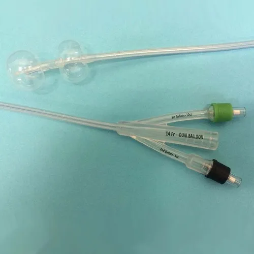 Poiesis Medical - Duette - D-10014 - Poiesis  Foley Catheter  2 Way Subsumed Tip 10 cc Proximal Balloon  5 cc Distal Balloon 14 Fr. Silicone
