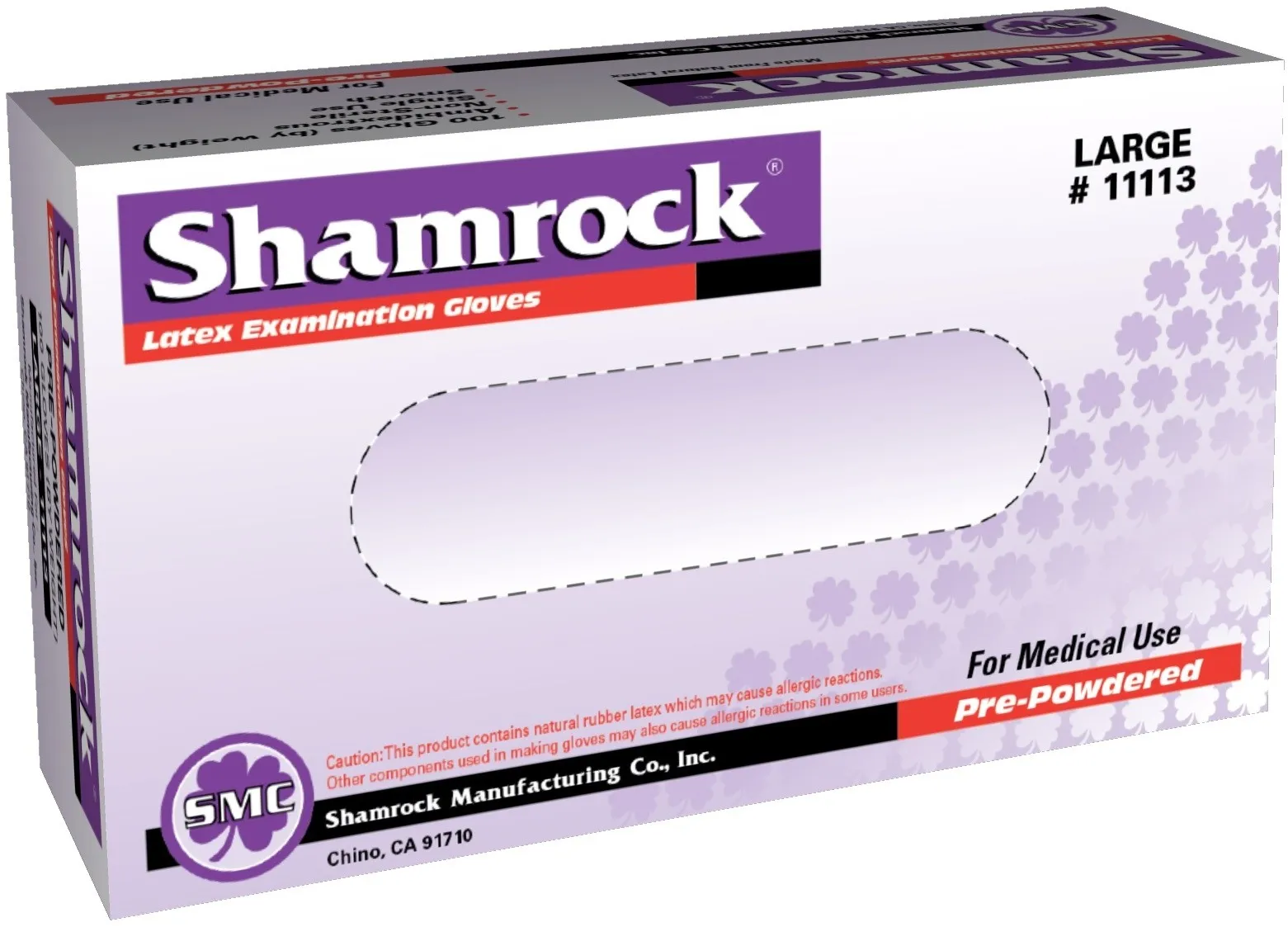 Shamrock - 11112 - Lightly Powdered Textured Latex Exam Gloves 
