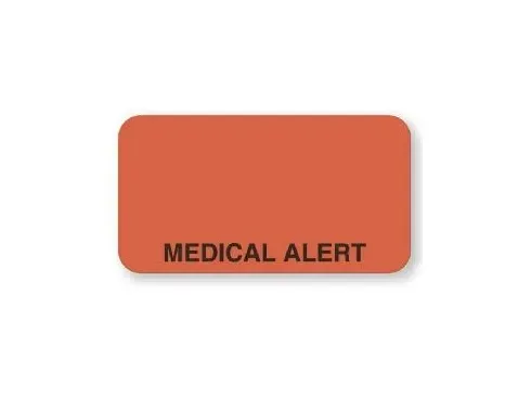 United Ad Label - UAL - ULMC218 - Pre-printed Label Ual Warning Label Fluorescent Red Paper Medical Alert Black Alert Label 7/8 X 1-5/8 Inch