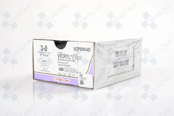 Ethicon Suture                  - Vcpb741d - Ethicon Suture Vicryl Plus Coated Antibacterial Suture Ethiguard Blunt Point Size 1 818" 1dz/Bx
